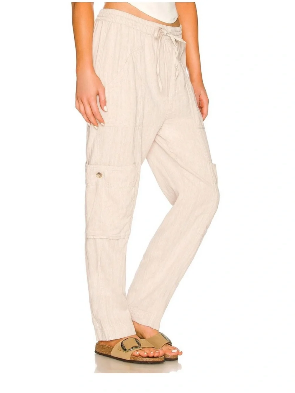 FREE PEOPLE Feelin Good Utility Pull On Pant in Natural Size XS